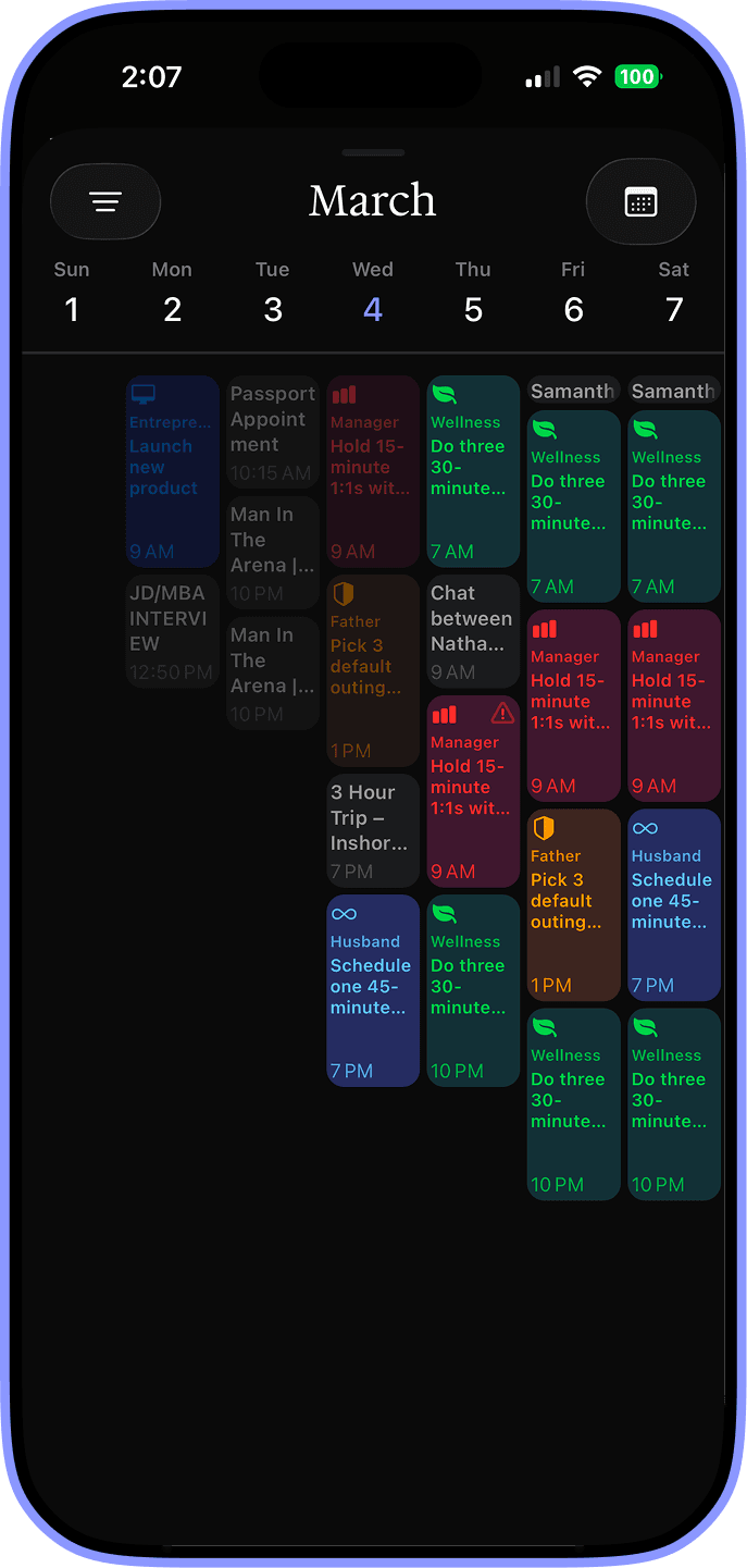 Time blocking feature
