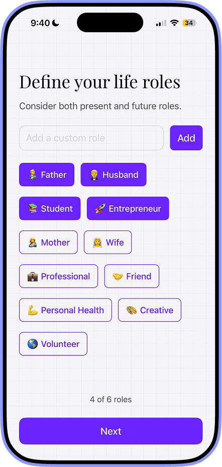 Plan your weeks based on roles